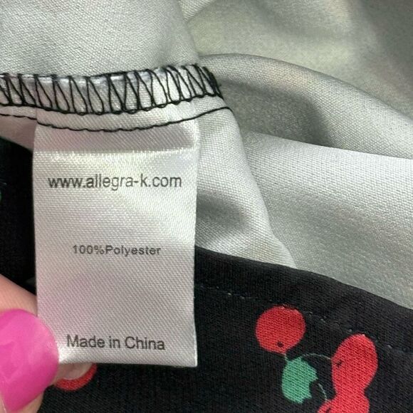 Allegra K Navy Blue Cherries Tie Shorts Sz M - Picture 7 of 9